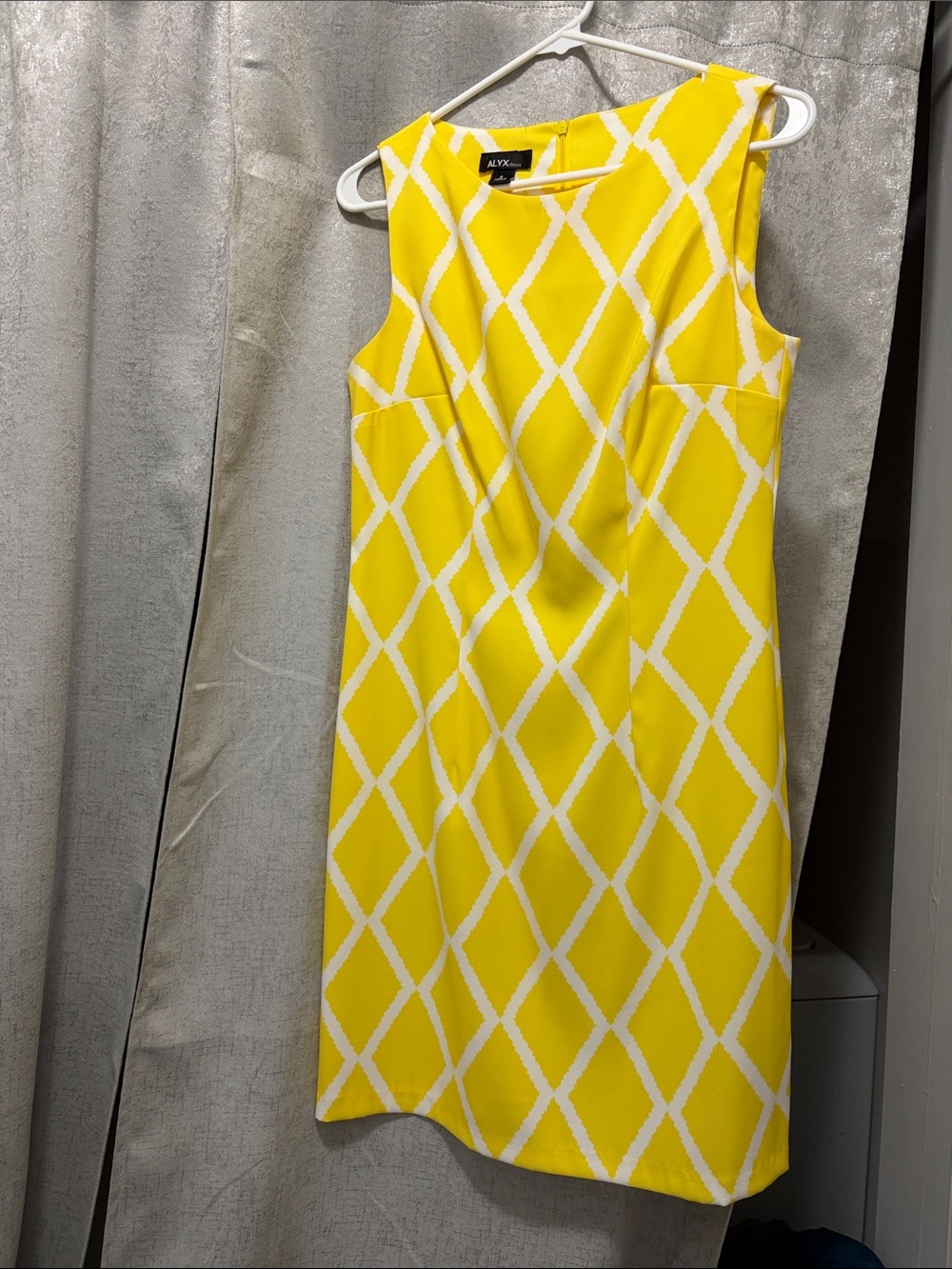 Alyx Yellow and White Diamond-Print Sleeveless Mini Dress